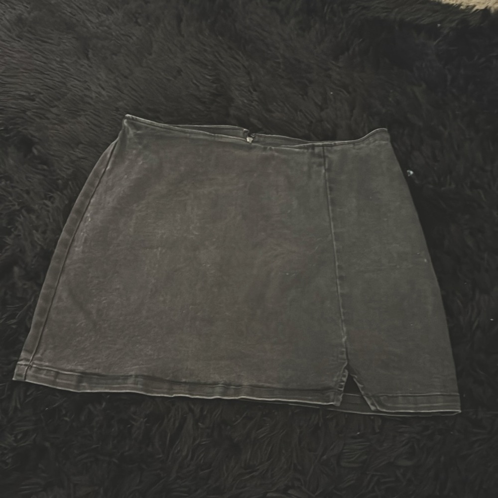 Gray denim mini skirt